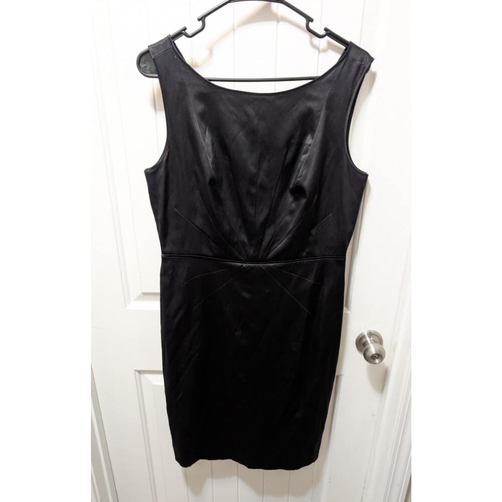Banana Republic Satin Sheath Black Sleeveless Dress Women's 10 Cocktail Work